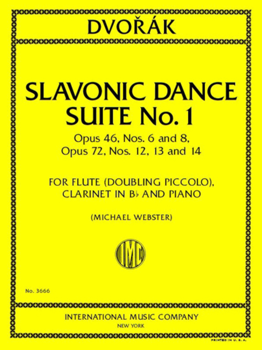 Slavonic Dance Suite No. 1, Opus 46 (Nos. 6 And 8) And Opus 76 (Nos. 12, 13 And 14) For Flute (Doubling Piccolo), Clarinet And Piano B-Flat Clarinet scores gallery preview page 1