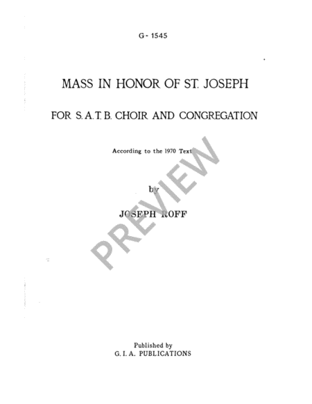 Mass in Honor of St. Joseph