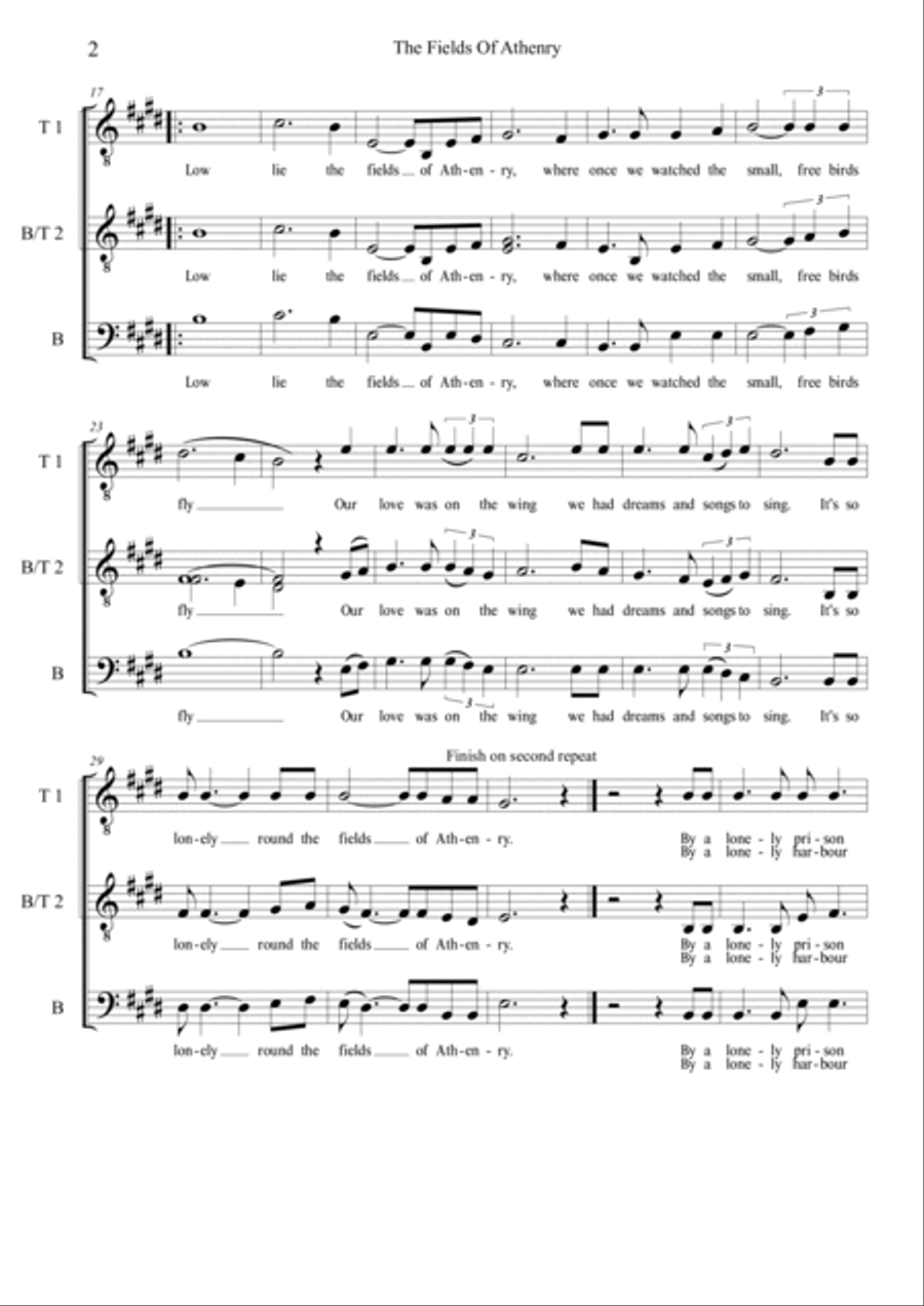The Fields Of Athenry The Fields Of Athenry TTBB scores gallery preview page 2