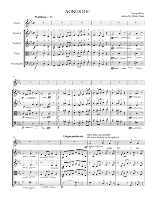 Agnus Dei by G. Bizet Soprano and string quartet
