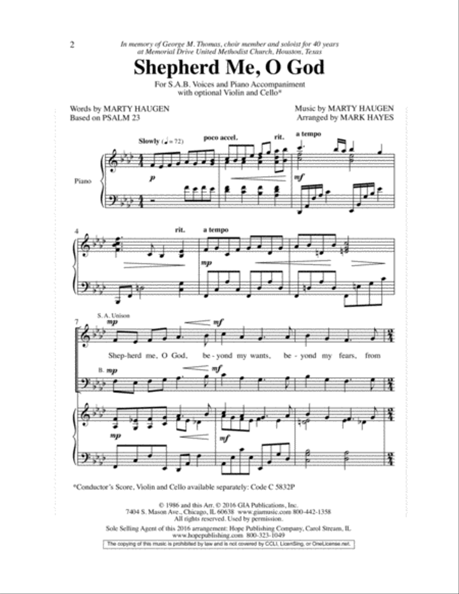 Shepherd Me, O God 3-Part scores gallery preview page 2