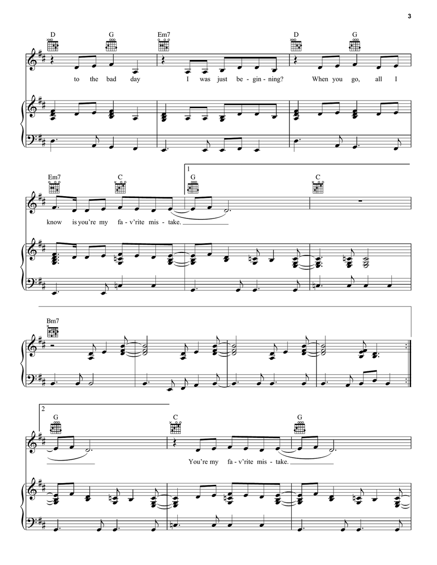 My Favorite Mistake My Favorite Mistake Piano, Vocal, Guitar scores gallery preview page 3