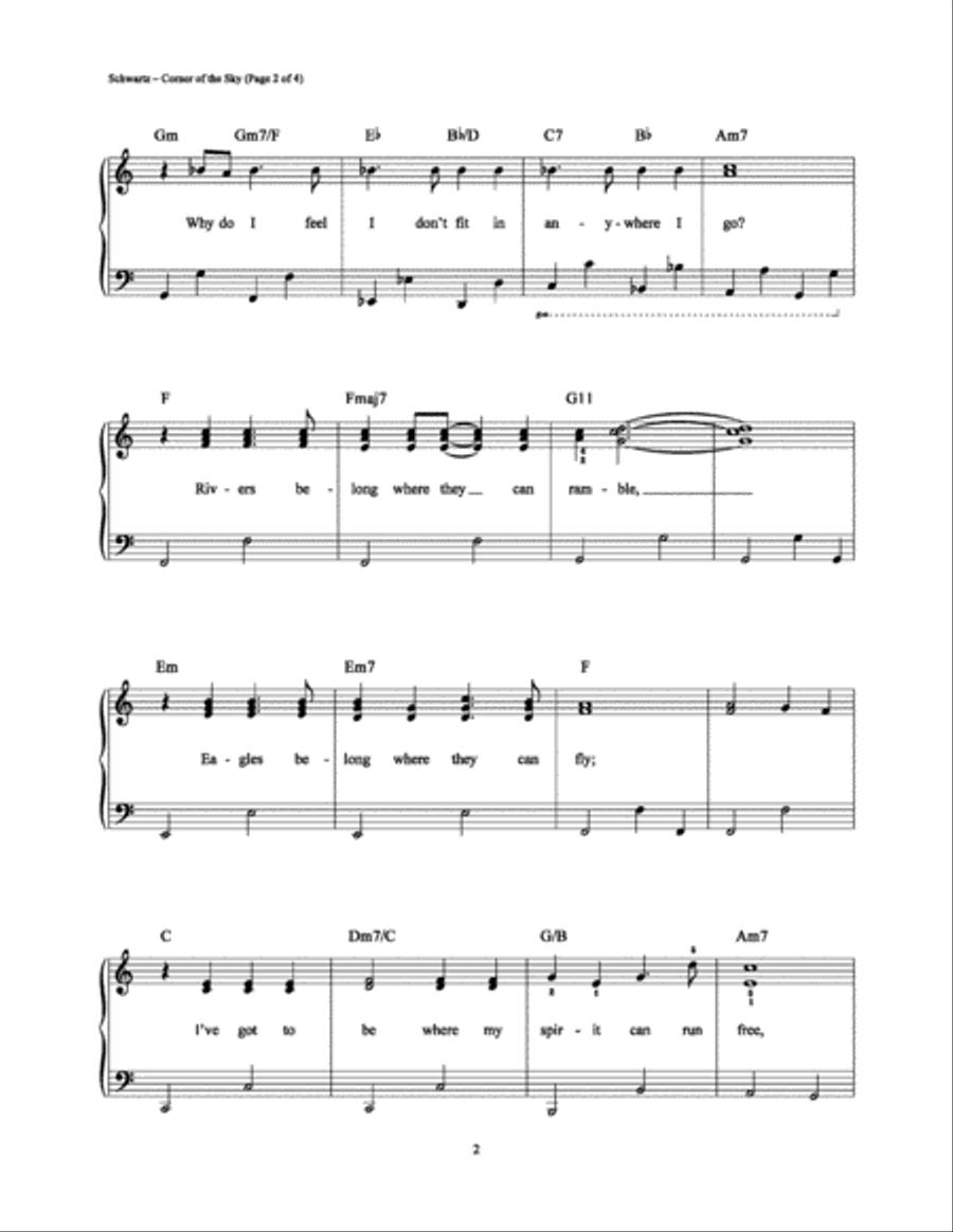 Corner of the Sky Easy Piano scores gallery preview page 2