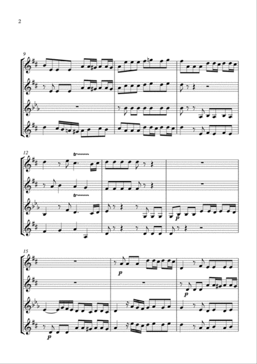 Fugue - Johann Pachelbel - Clarinet Choir Quartet (2 B Flat Clarinets; Alto Clarinet and Bass Clarin Clarinet Quartet scores gallery preview page 5
