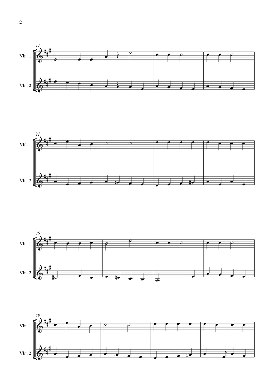 Jingle Bells (for violin duet, suitable for grades 1-5) String Duet scores gallery preview page 2