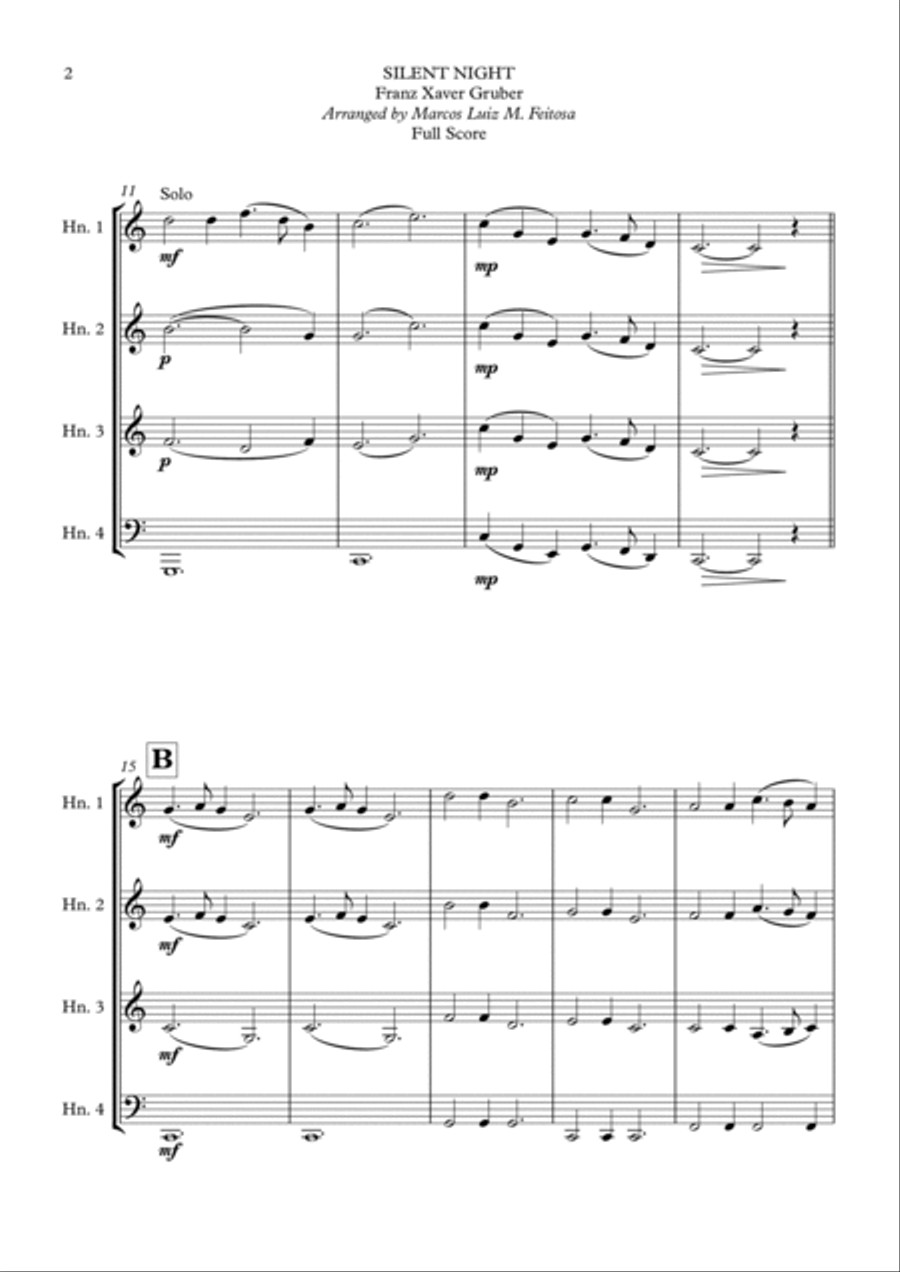 Silent Night - Horn in F Quartet French Horn Quartet scores gallery preview page 4