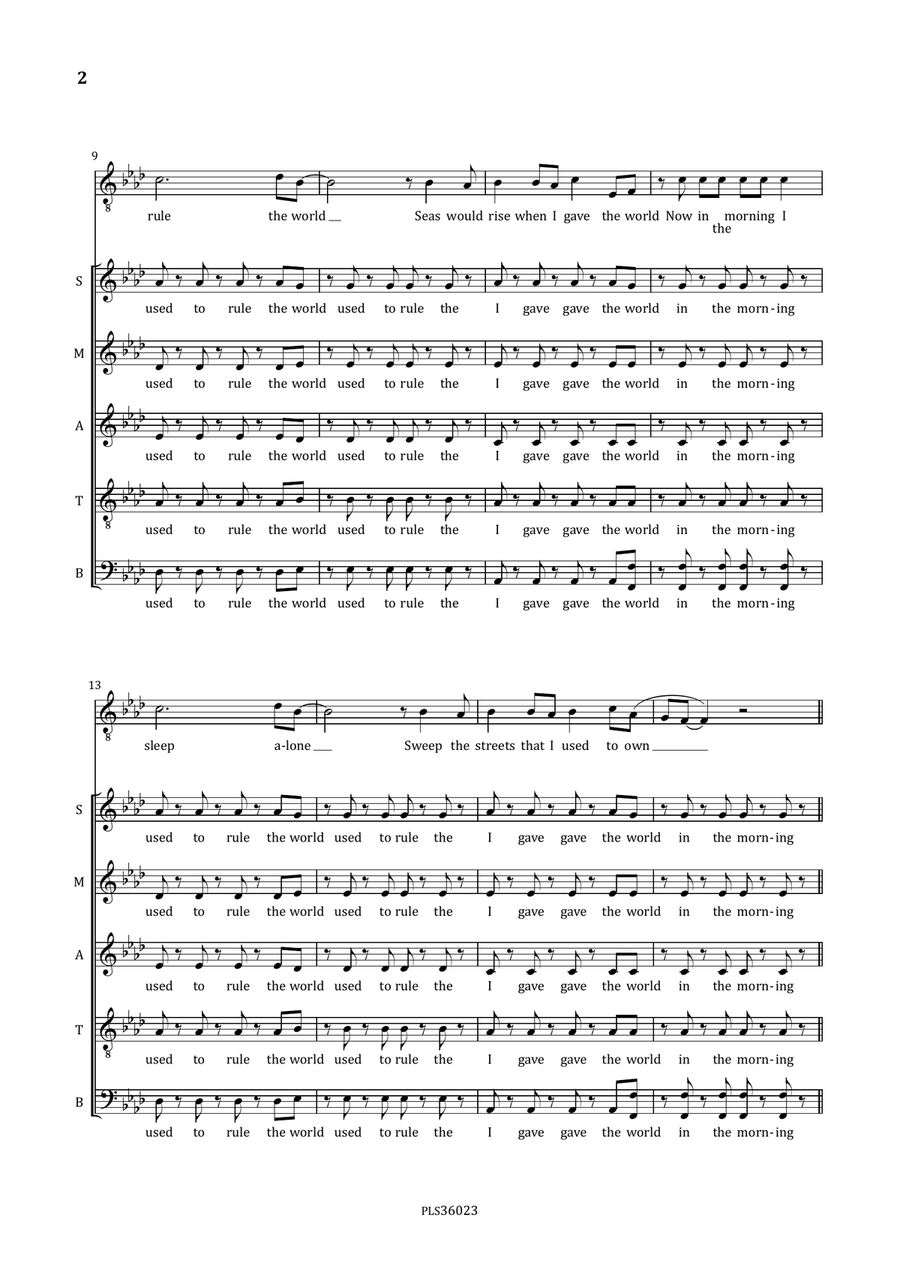 Viva La Vida A Cappella scores gallery preview page 6