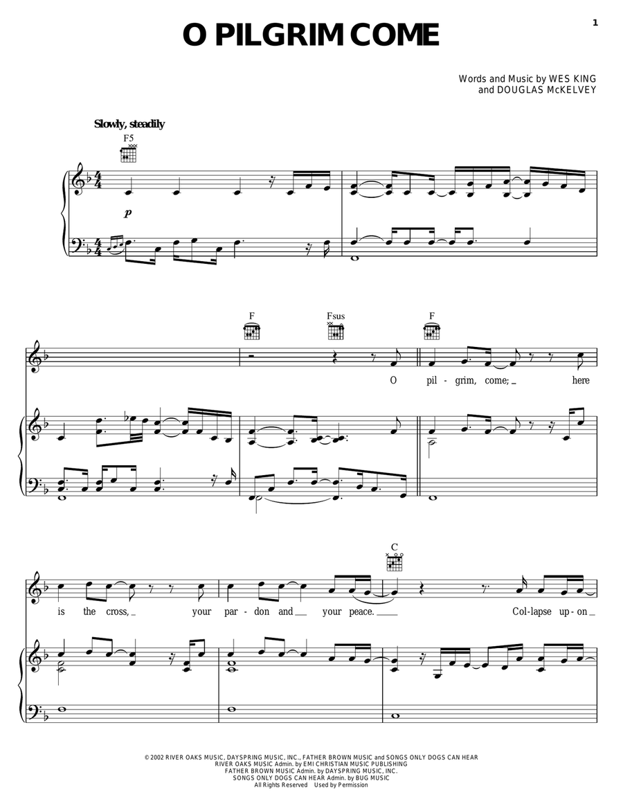 O Pilgrim Come Piano, Vocal, Guitar scores gallery preview page 1