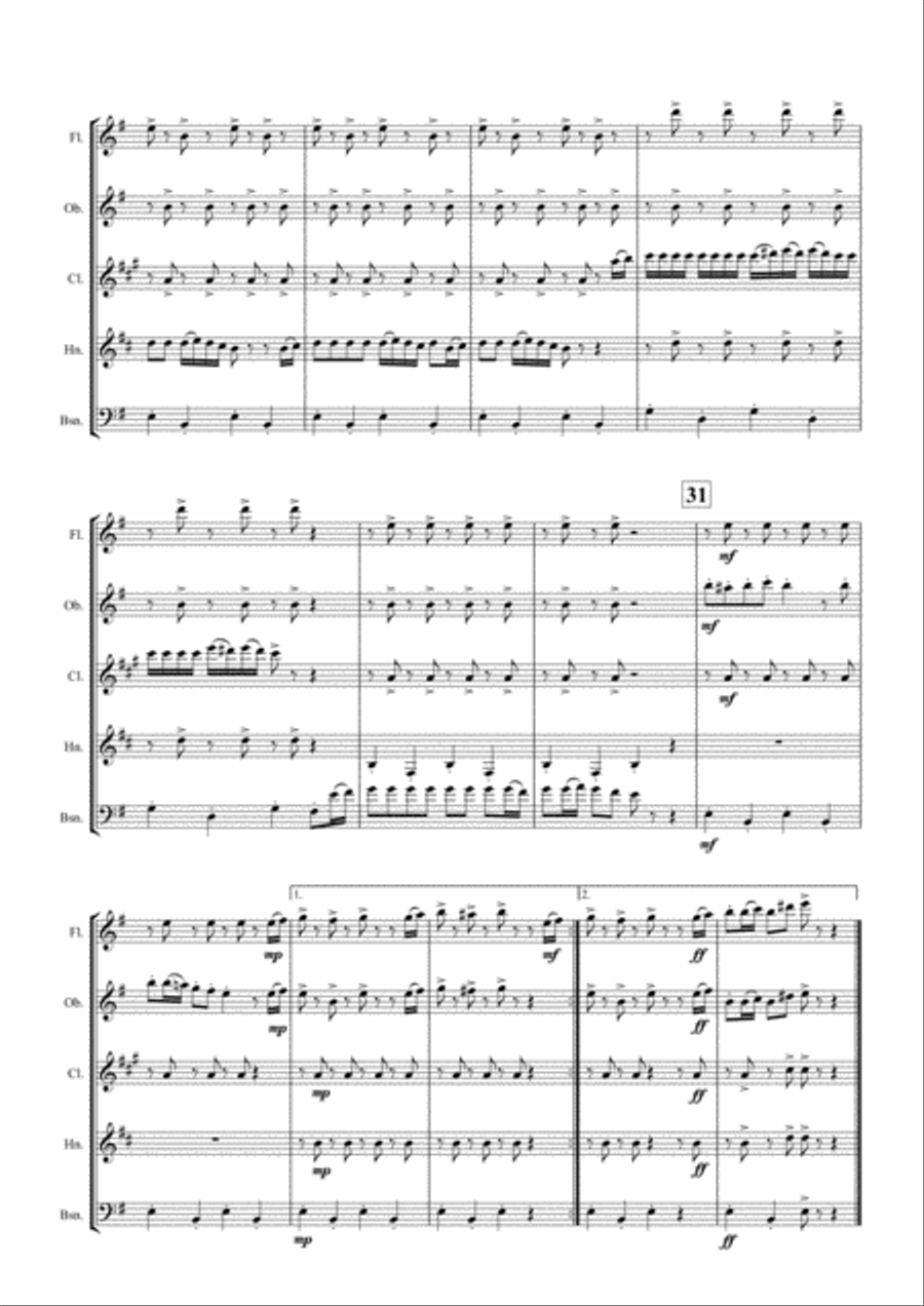 Angry Birds Theme Woodwind Quintet scores gallery preview page 4