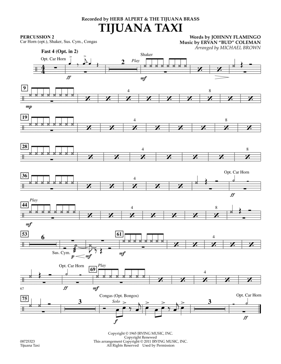 Tijuana Taxi - Percussion 2 Concert Band scores gallery preview page 1