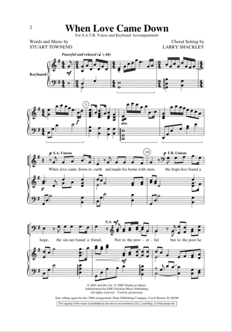 When Love Came Down 4-Part scores gallery preview page 2