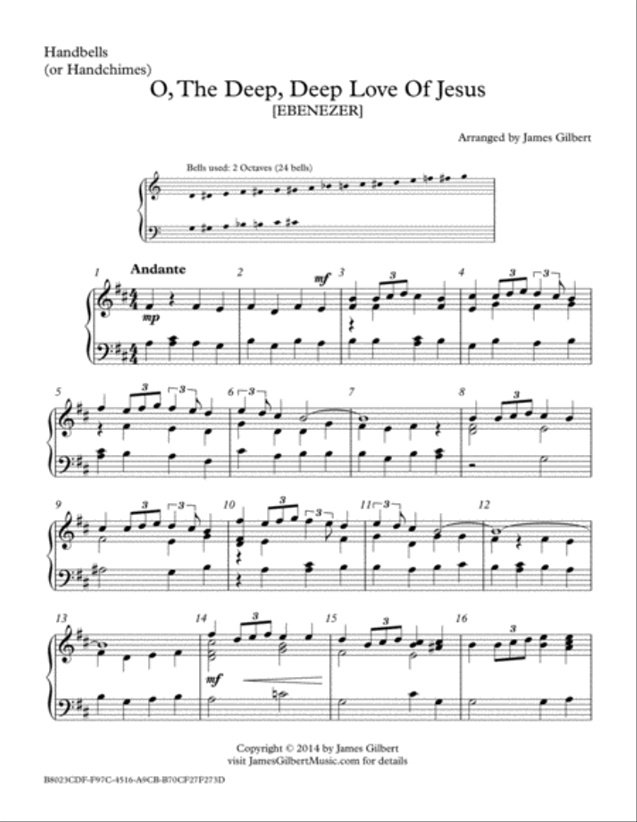 O, The Deep, Deep Love Of Jesus Handbell Choir scores gallery preview page 1