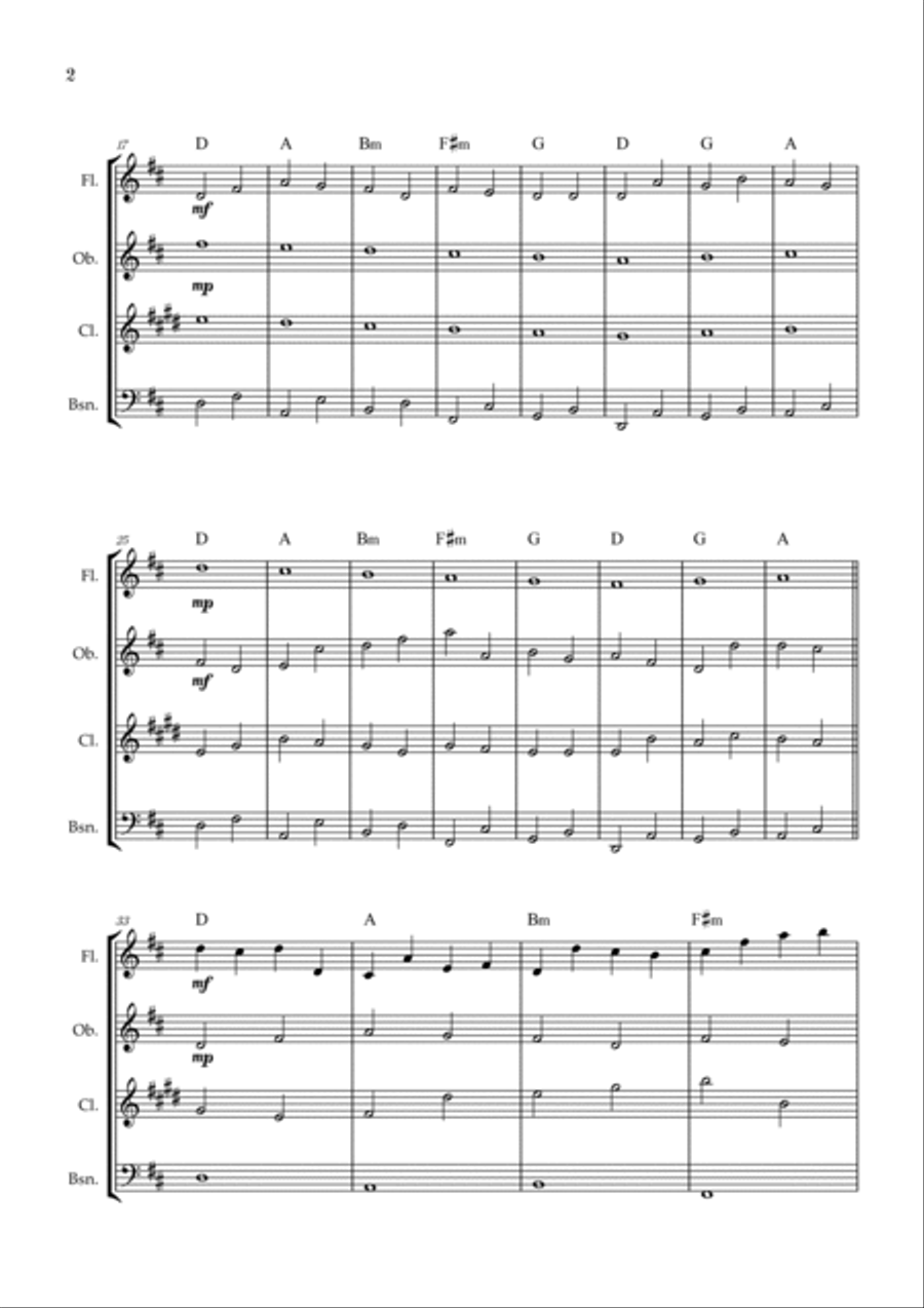 Canon in D | Pachelbel | Woodwind quarted Woodwind Quartet scores gallery preview page 2