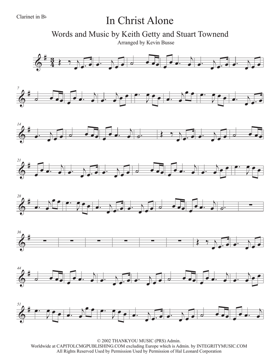 In Christ Alone Clarinet Solo scores gallery preview page 1