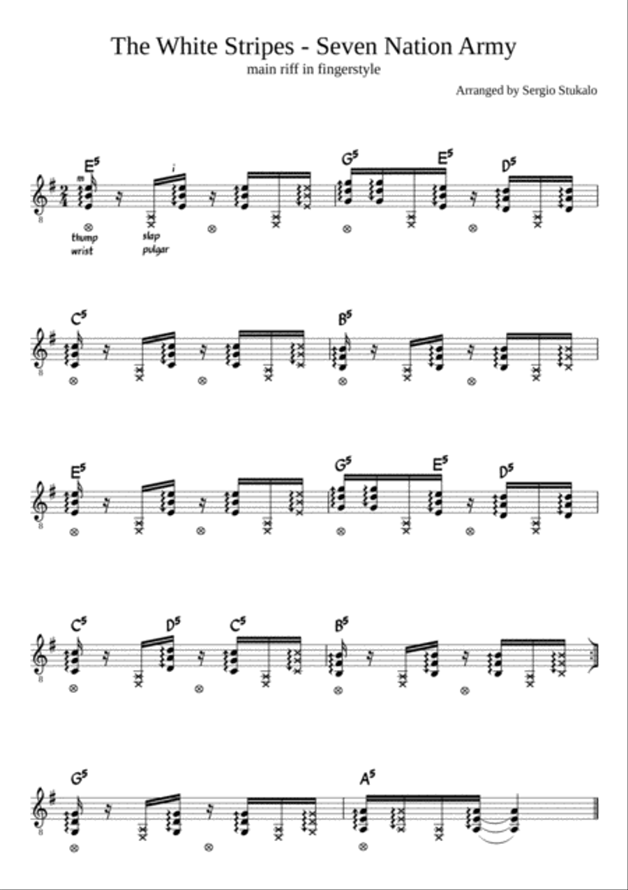 Seven Nation Army Seven Nation Army Guitar Solo scores gallery preview page 1