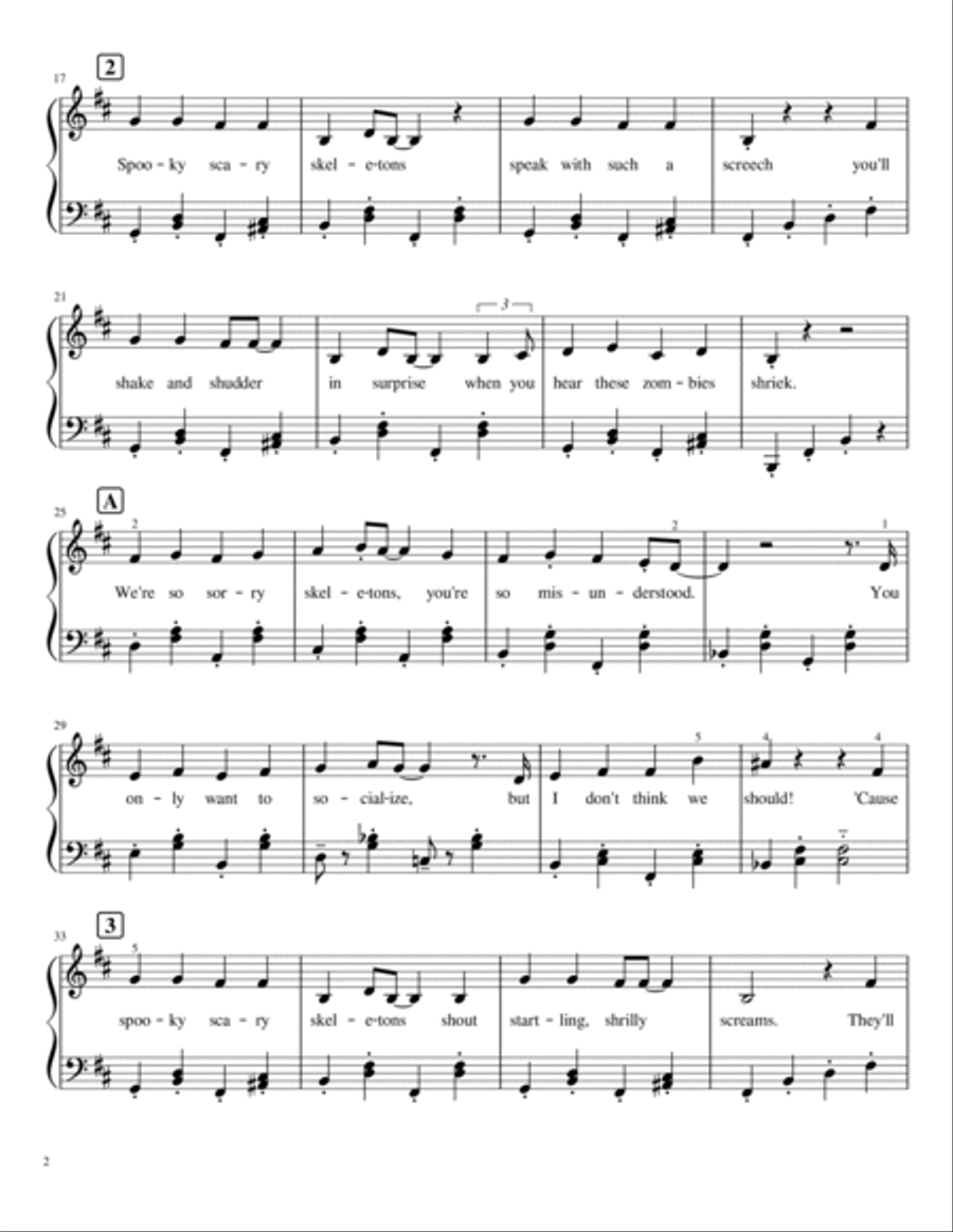 Spooky Scary Skeletons Spooky Scary Skeletons Piano Solo scores gallery preview page 2