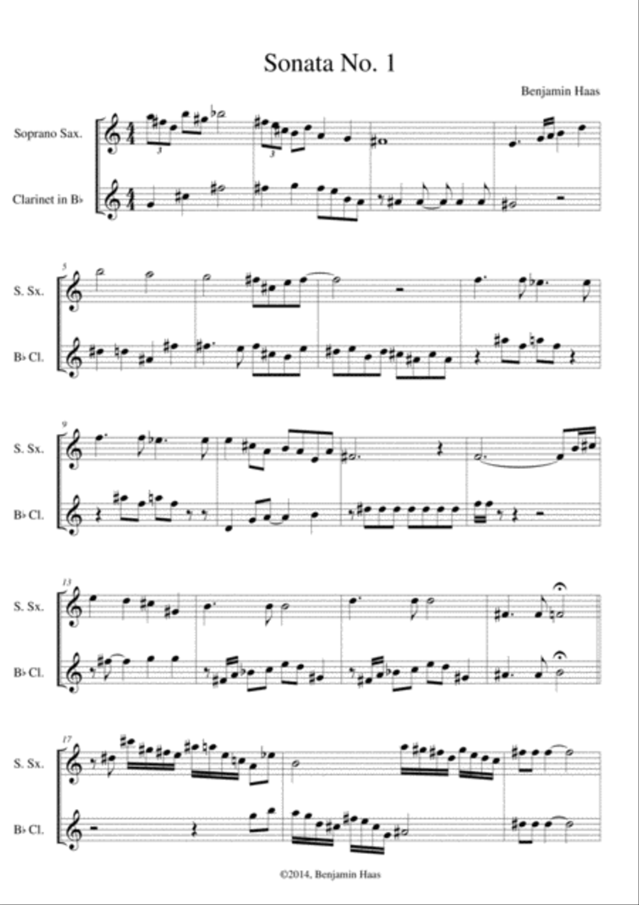 Sonata No. 1 Woodwind Ensemble scores gallery preview page 1