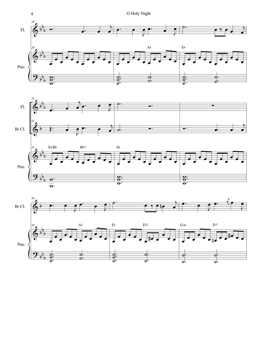 O Holy Night (Duet for Flute and Bb-Clarinet) Woodwind Duet scores gallery preview page 5