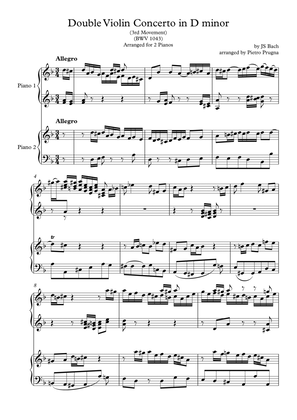 Book cover for Double Violin Concerto in D minor (BWV 1043) - 3rd Movt - arranged for 2 pianos