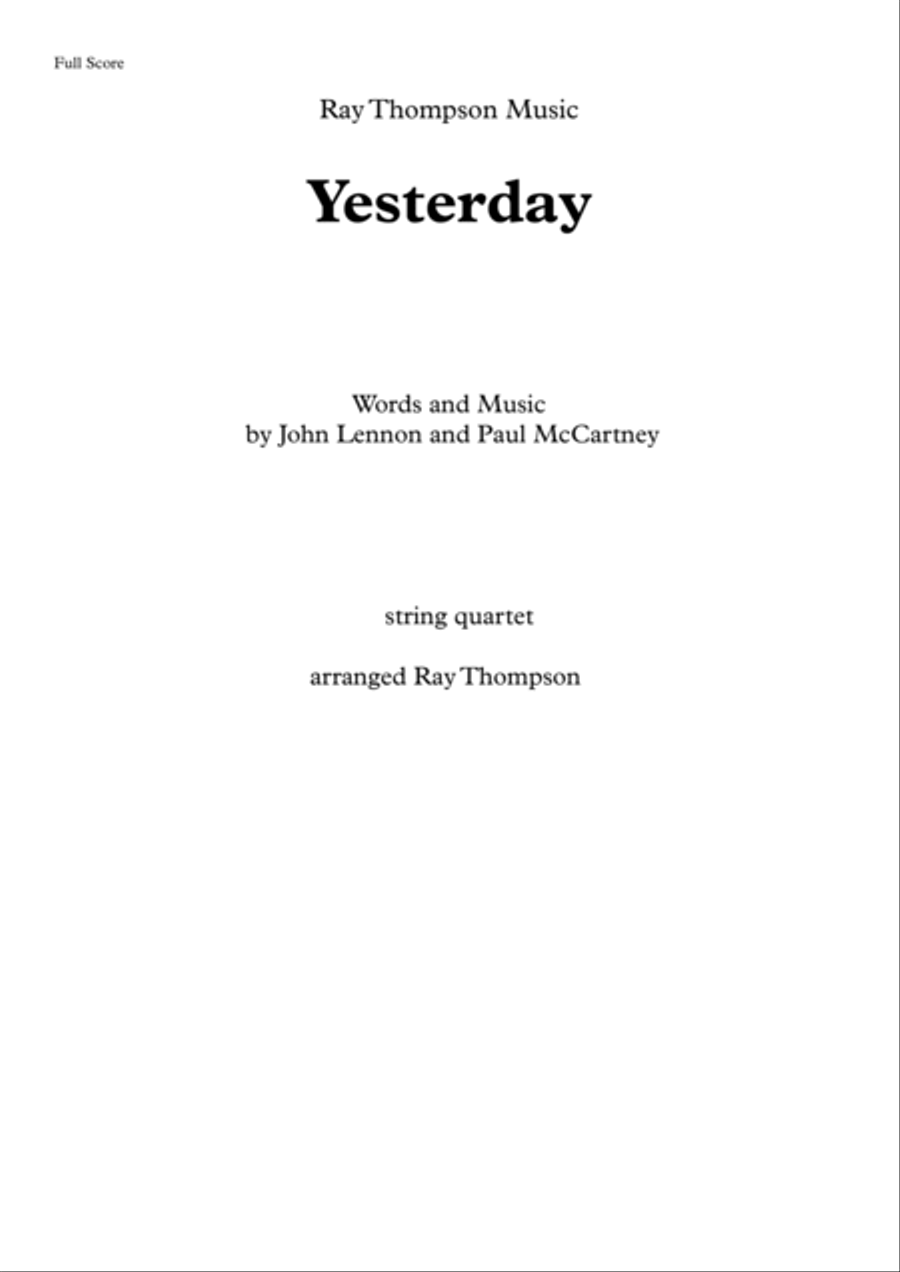 Yesterday String Quartet scores gallery preview page 2