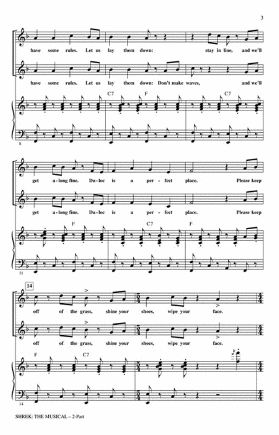 Shrek: The Musical (Choral Medley) 2-Part scores gallery preview page 3