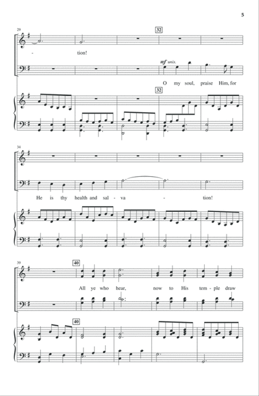 Praise to the Lord, the Almighty 4-Part scores gallery preview page 5