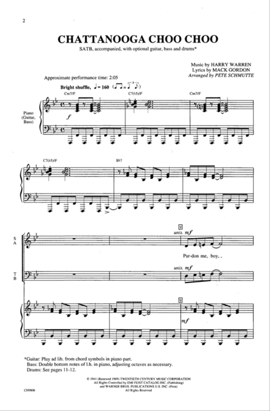 Chattanooga Choo Choo 4-Part scores gallery preview page 13