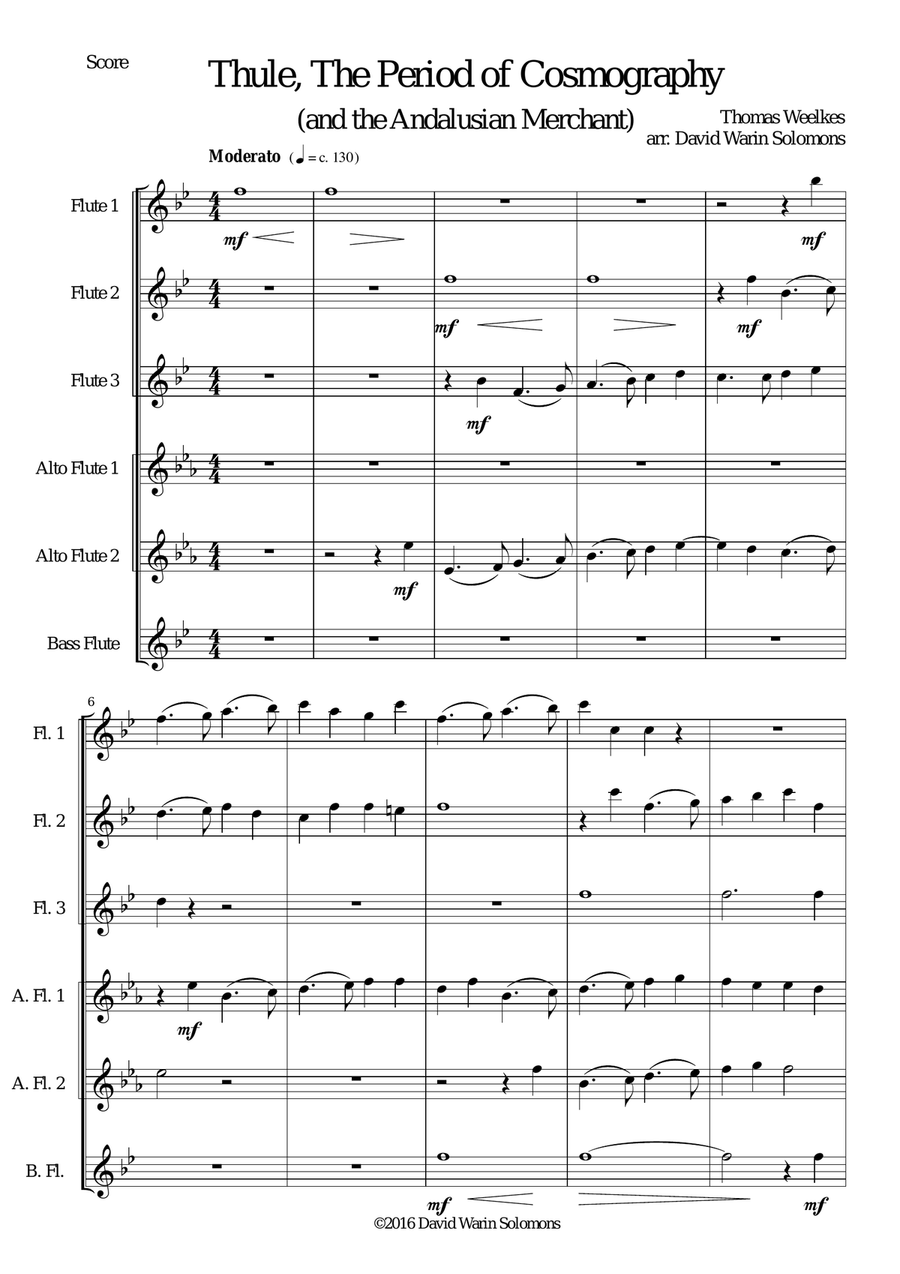 Thule, The period of Cosmography and The Andalusian Merchant for flute sextet or flute choir Flute Choir scores gallery preview page 1