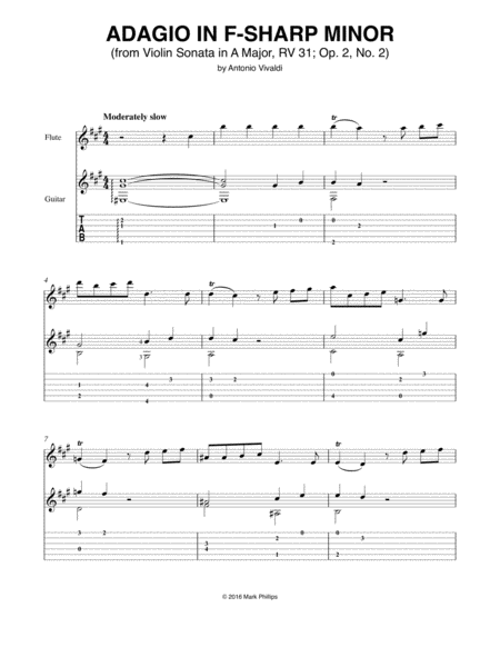 Adagio in F-sharp Minor (from Violin Sonata in A Major, RV 31; Op. 2, No. 2) image number null