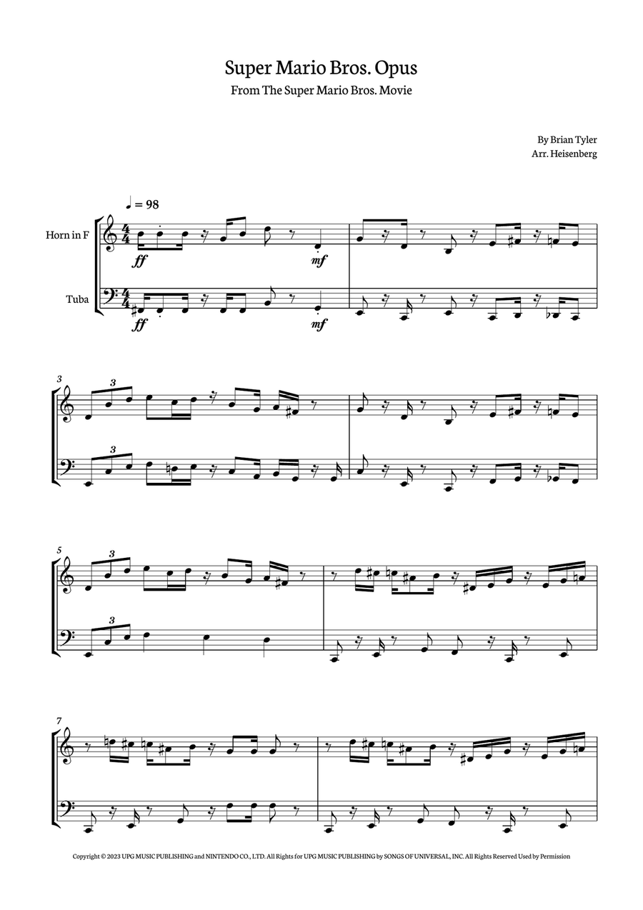 Super Mario Bros. Opus Brass Duet scores gallery preview page 1