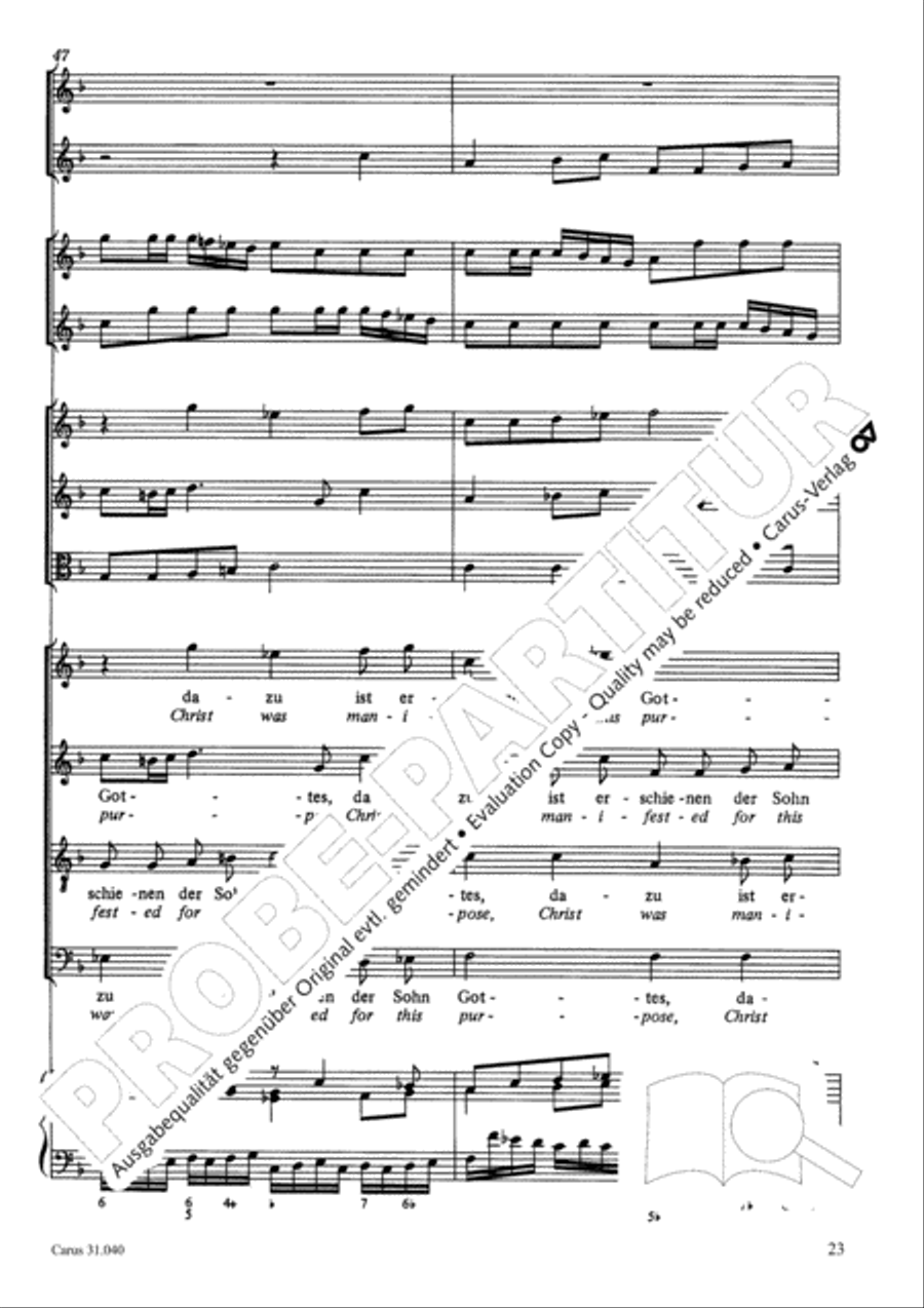 Christ was manifested for this purpose (Dazu ist erschienen der Sohn Gottes) ATB scores gallery preview page 24