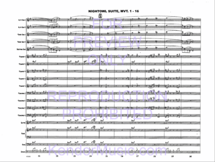 Nightowl Suite, Movement 1 (11 p.m. - Searching For Birdland) Jazz Ensemble scores gallery preview page 18