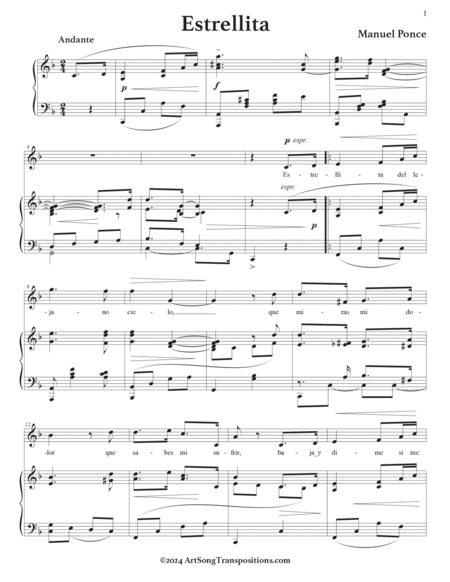 PONCE: Estrellita (transposed to F major)