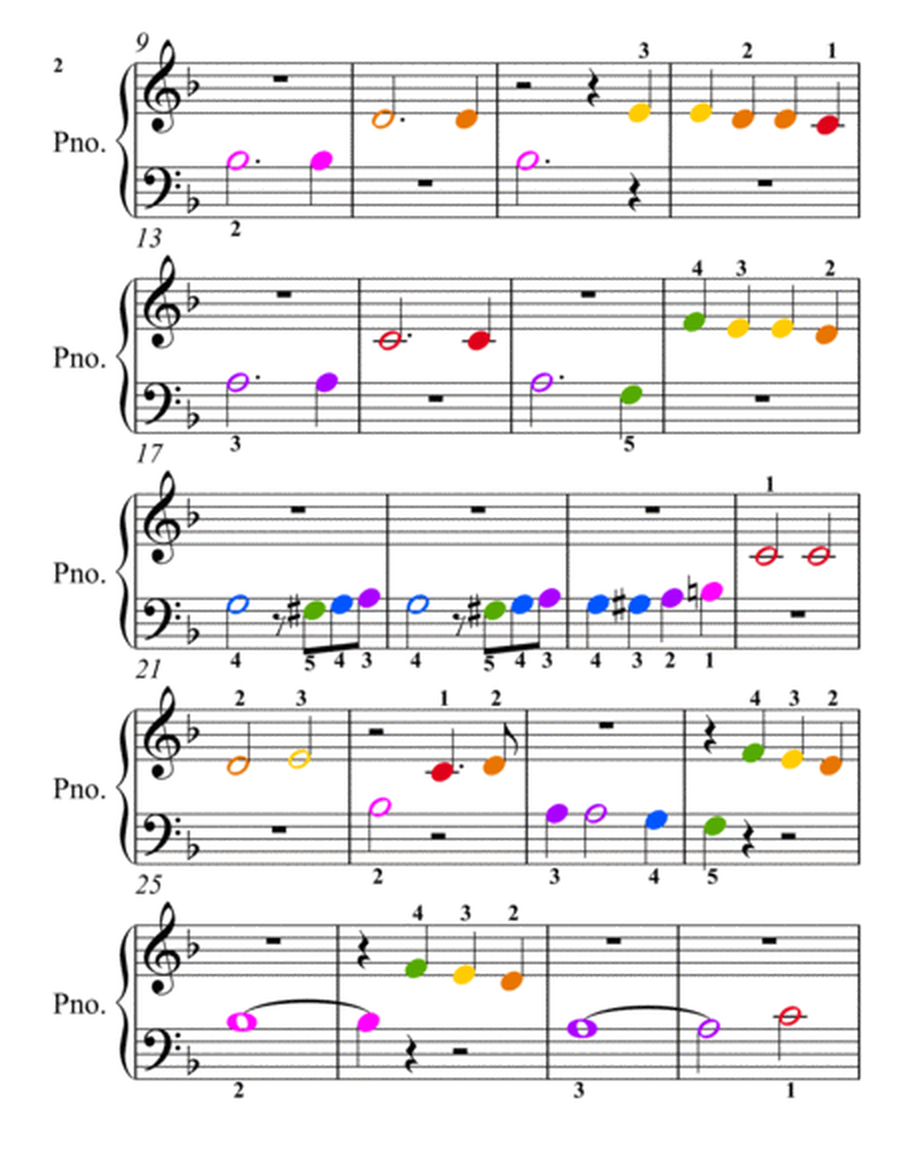 Manhattan Beach March Beginner Piano Sheet Music with Colored Notes