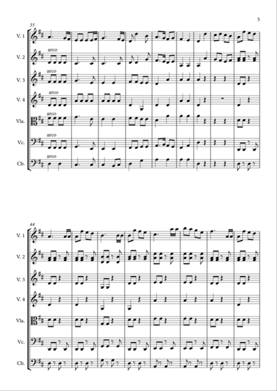 Christmas Medley for string emsemble String Orchestra scores gallery preview page 3