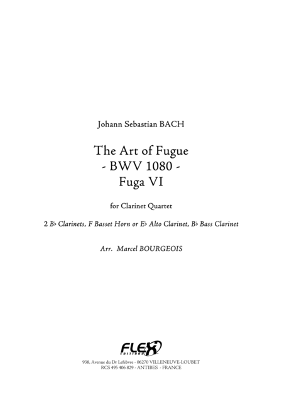 The Art of Fugue BWV1080 - Fuga VI Clarinet Quartet scores gallery preview page 1