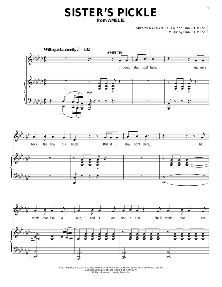 Sister's Pickle (from Amélie The Musical) Voice scores gallery preview page 1