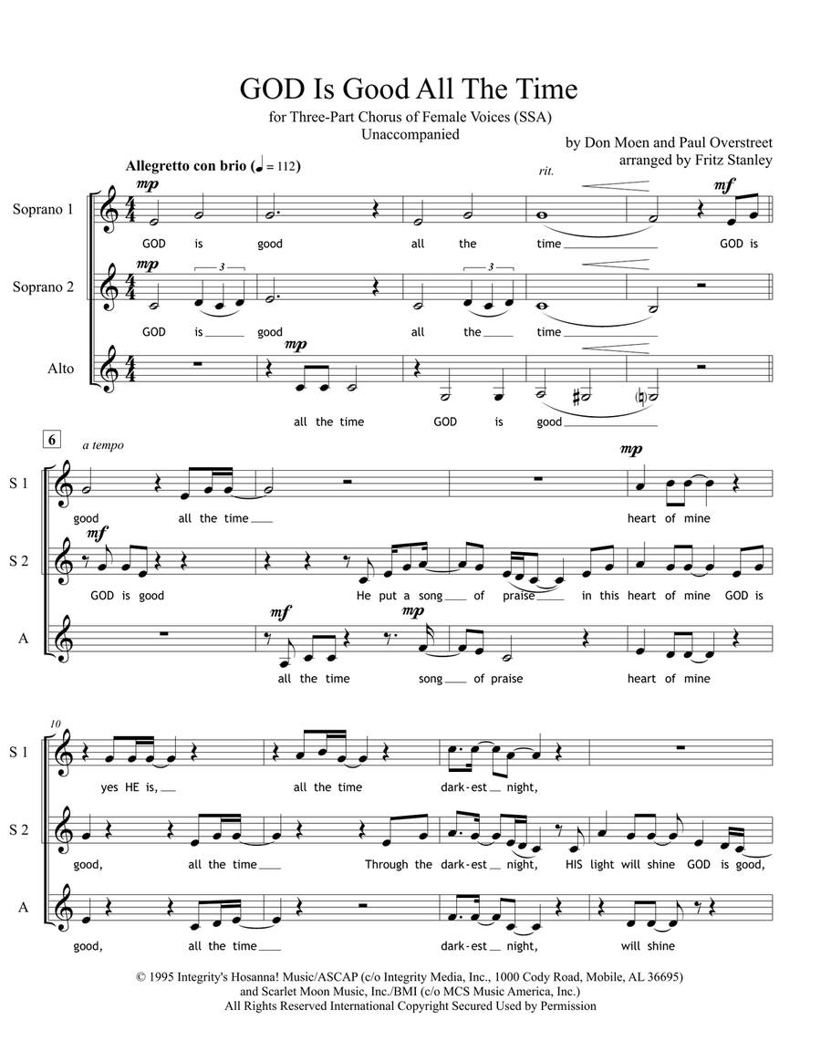 God Is Good All The Time God Is Good All The Time SSA scores gallery preview page 2