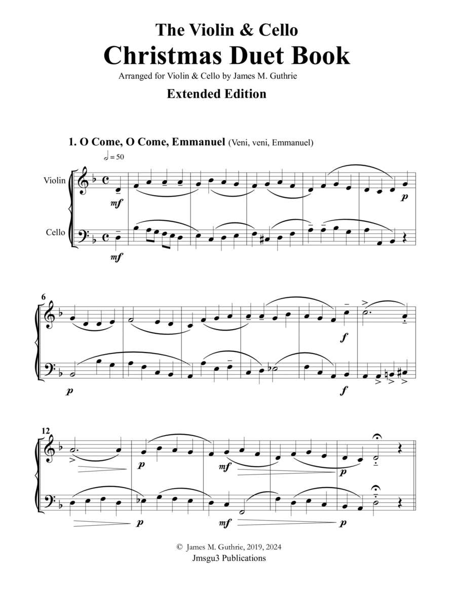 Guthrie: The Violin & Cello Christmas Duet Book - Extended Edition String Duet scores gallery preview page 1