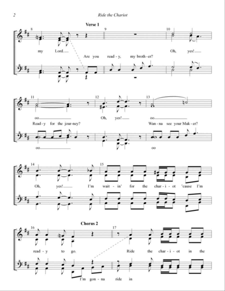 Ride The Chariot (arr. Barbershop Harmony Society) SSAA scores gallery preview page 2