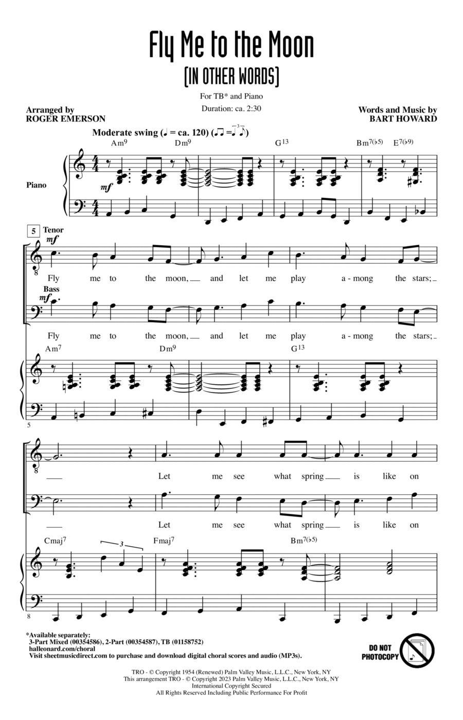 Fly Me To The Moon (In Other Words) (arr. Roger Emerson) TB scores gallery preview page 1
