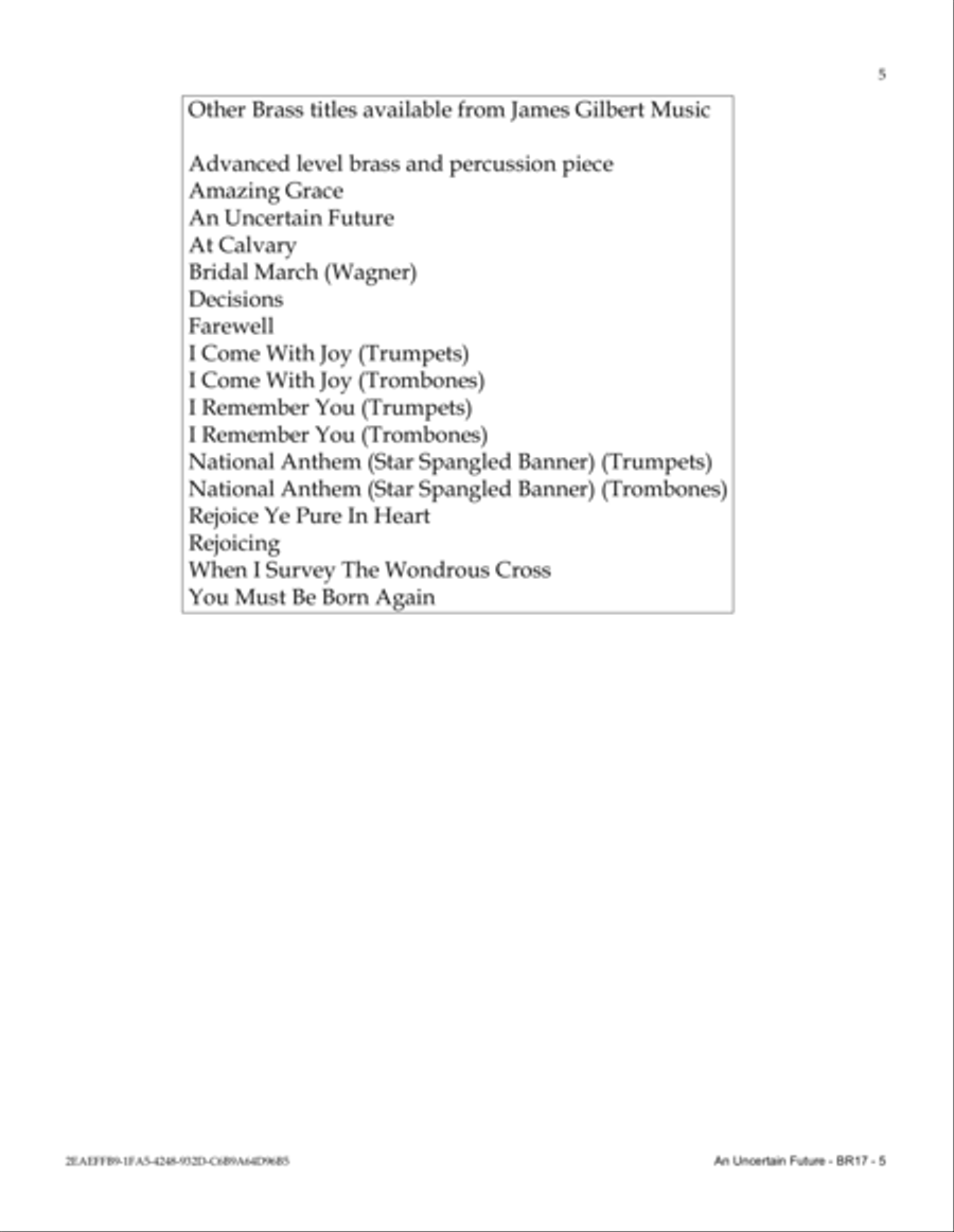 An Uncertain Future Brass Ensemble scores gallery preview page 5