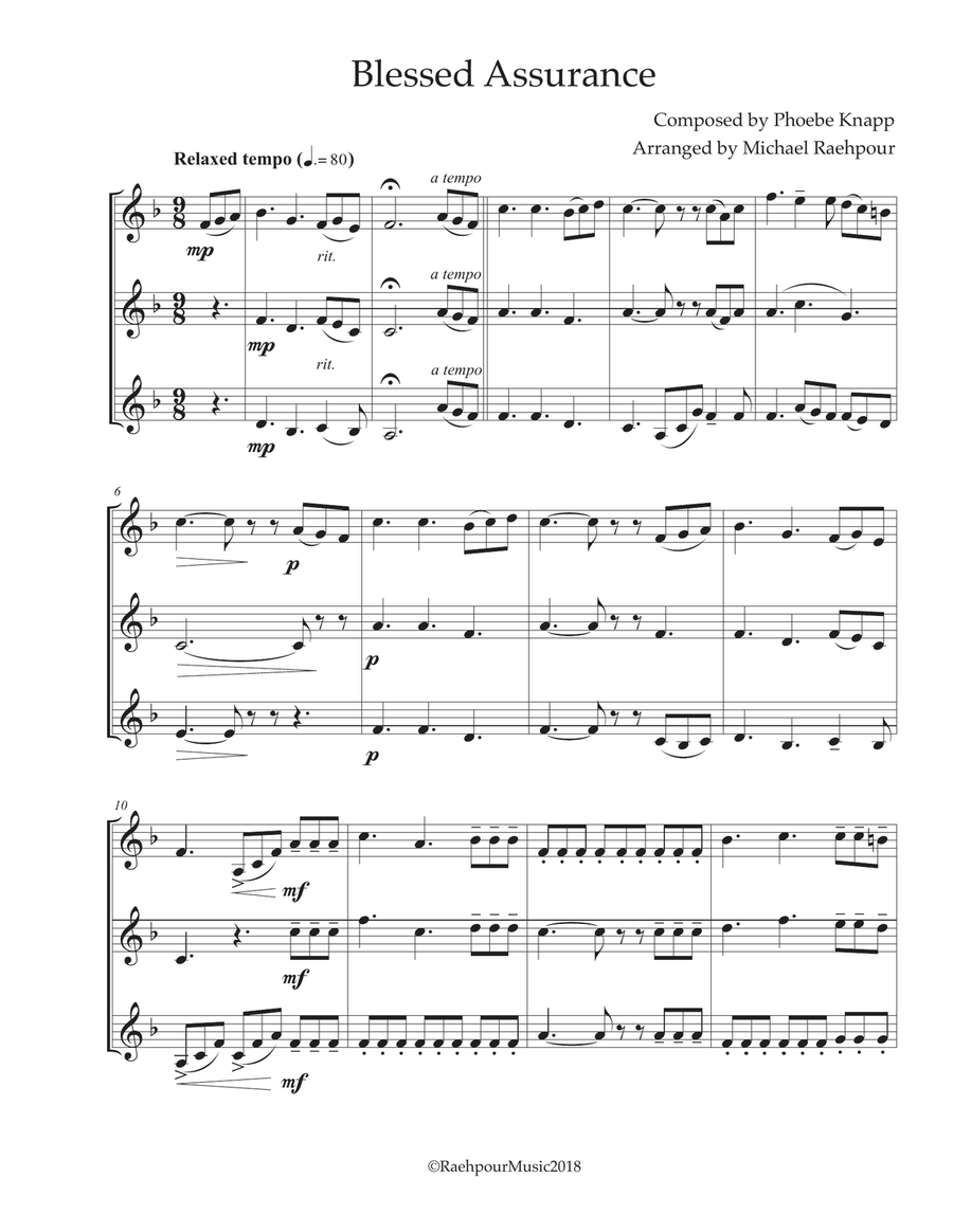 Blessed Assurance - Trumpet Trio Trumpet Trio scores gallery preview page 1