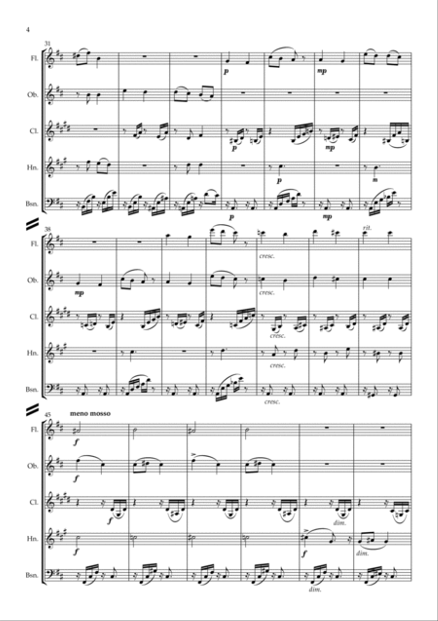 Tchaikovsky: The Seasons Op.37a No.5 May (Starlit Night) - wind quintet Woodwind Quintet scores gallery preview page 4