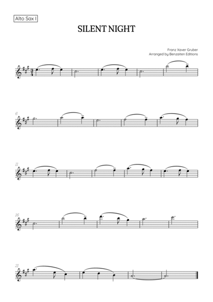 Silent Night for alto sax duet with piano accompaniment • easy Christmas song sheet music (chords) image number null