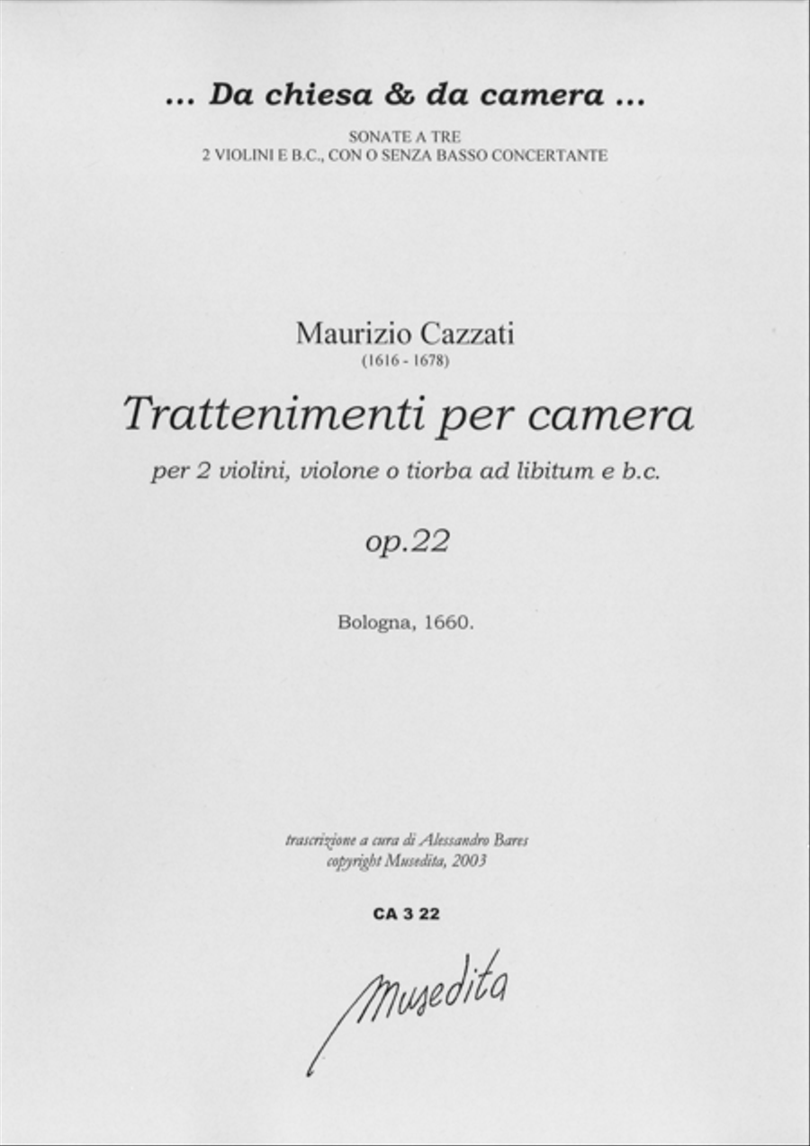 Trattenimenti per camera op.22 (Bologna, 1660) (Bologna, 1660) Violin scores gallery preview page 1