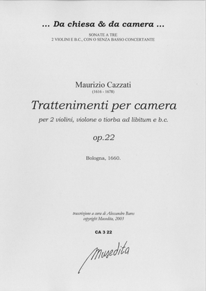 Book cover for Trattenimenti per camera op.22 (Bologna, 1660) (Bologna, 1660)