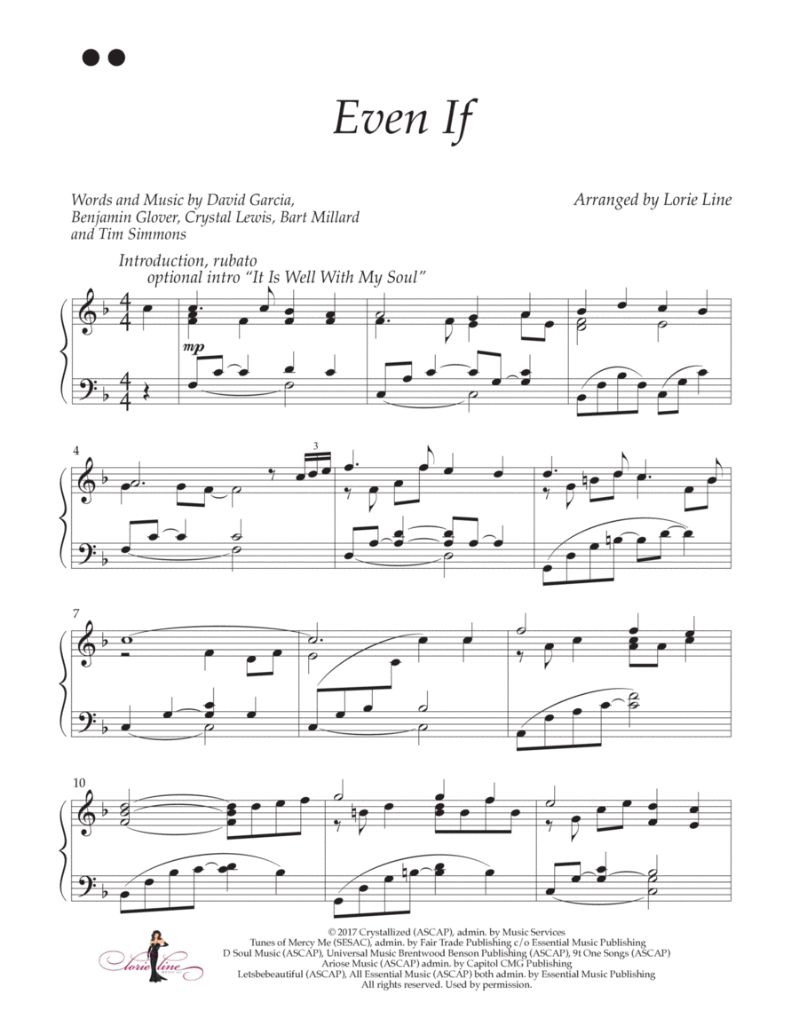 Even If Piano Solo scores gallery preview page 1