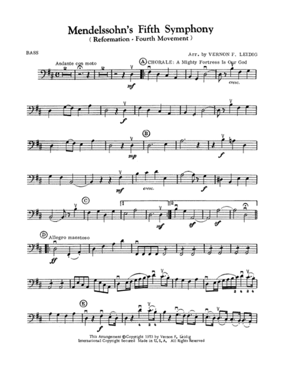 Mendelssohn's 5th Symphony "Reformation," 4th Movement: String Bass