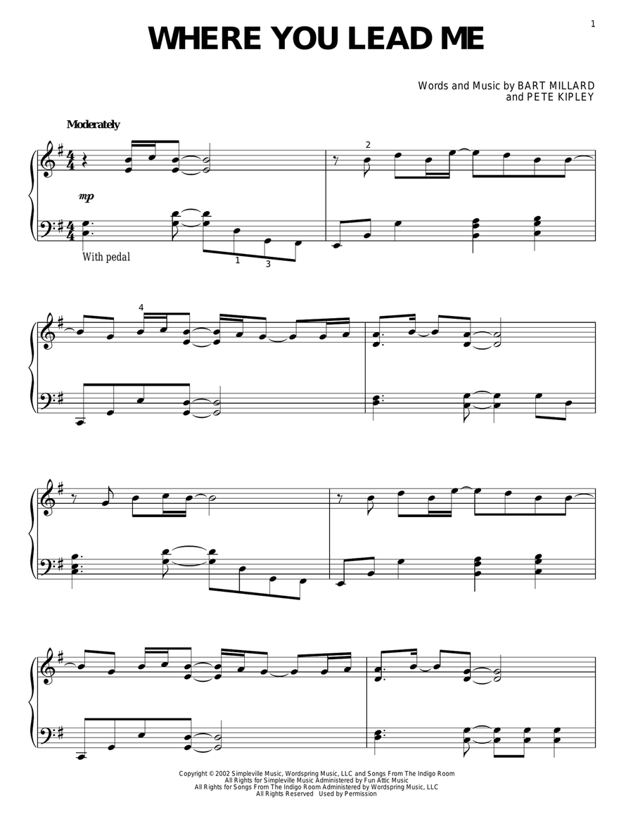 Where You Lead Me Piano Solo scores gallery preview page 1